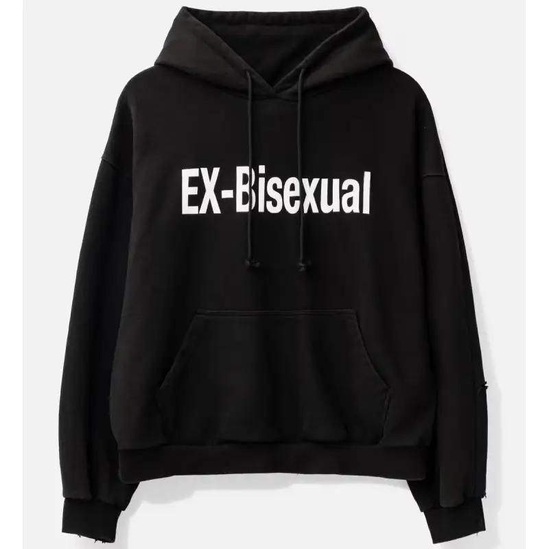 Black PROJECT G/R Ex-Bisexual Two-Faced Washed Hoodie Front