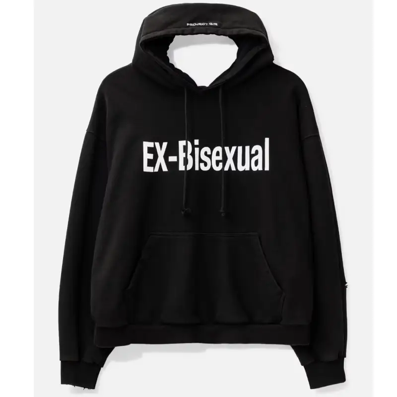 Black PROJECT G/R Ex-Bisexual Two-Faced Washed Hoodie