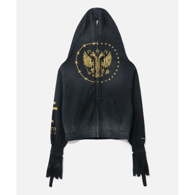 Black PROJECT G/R ZYGON Detachable Glove Zip-Up Hoodie