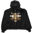 Black Project G/R Blue Snake Logo Distressed Hoodie