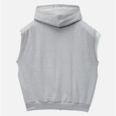 Gray PROJECT G/R Boxy Sleeveless Zip-Up Hoodie Back