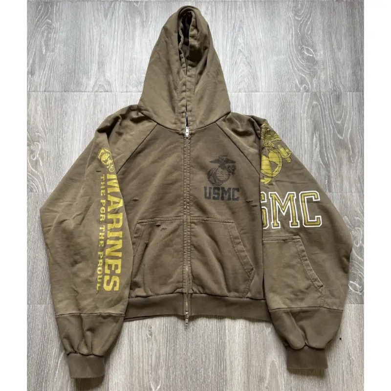 Green Project GR Marines USMC Zip-Up Hoodie View