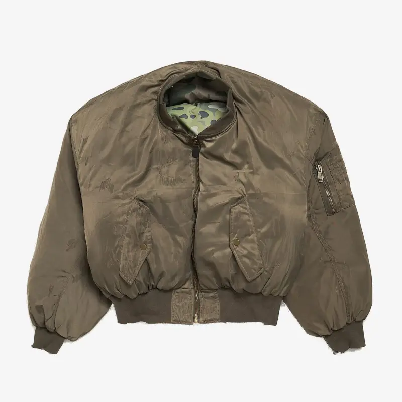 Khaki Project G/R Reversible Puffer Bomber Jacket