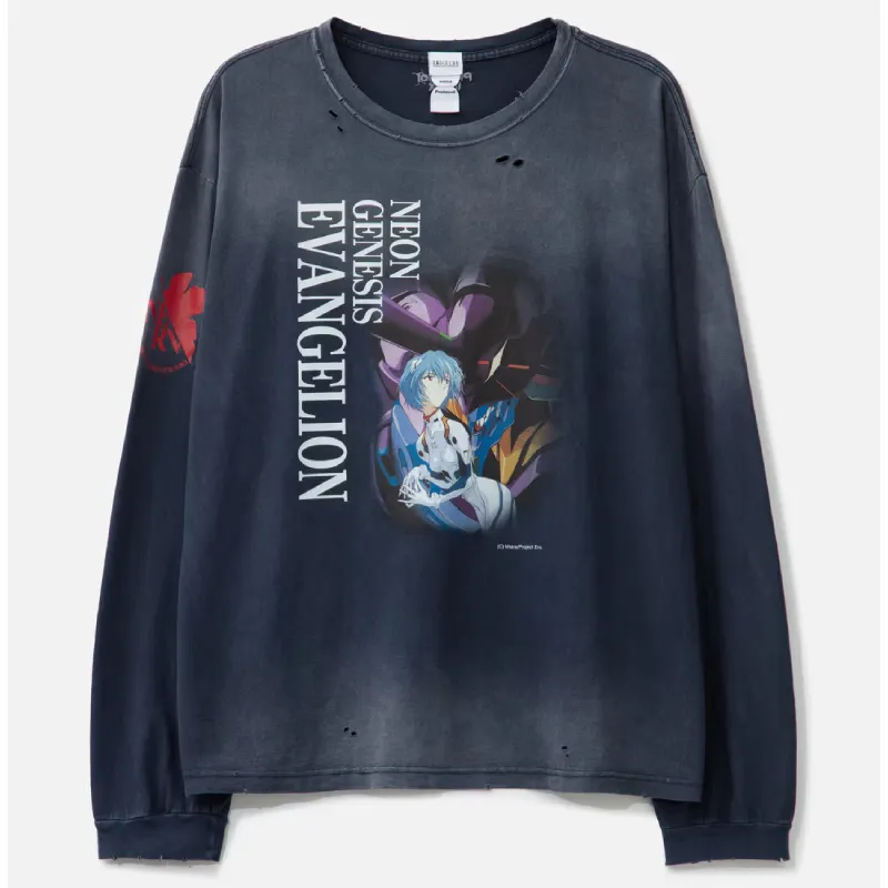 Navy Evangelion x Protocol-Index Vintage Long Sleeve Tee