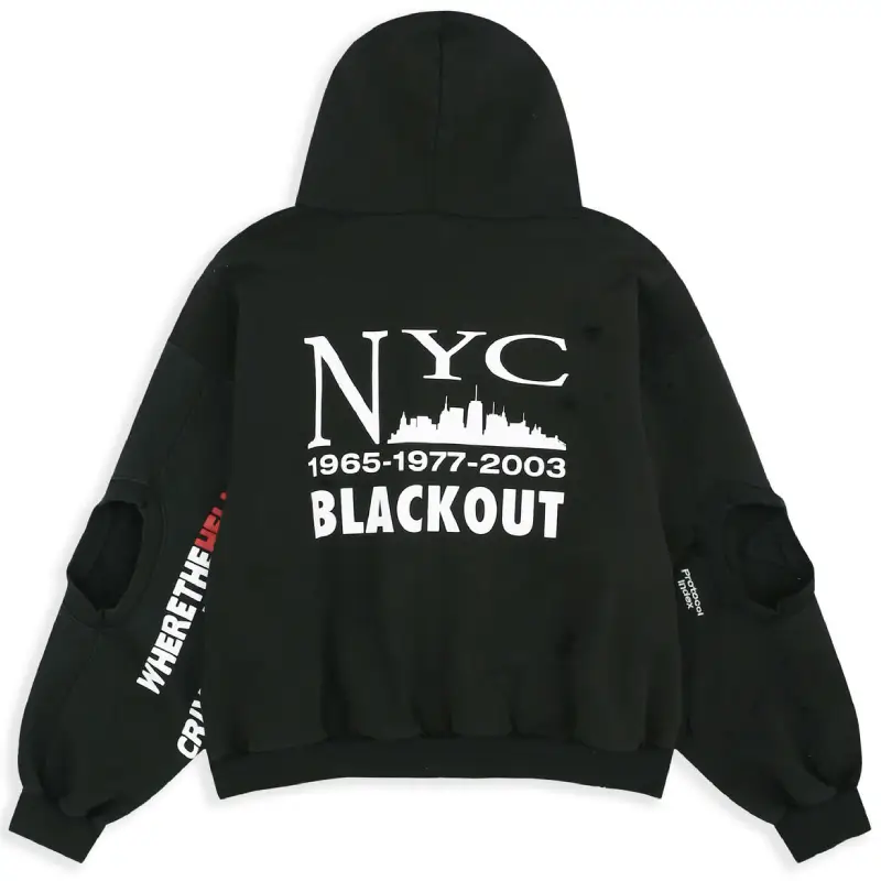 Black Protocol-Index Reconstructed New York Zip-Up Hoodie Back