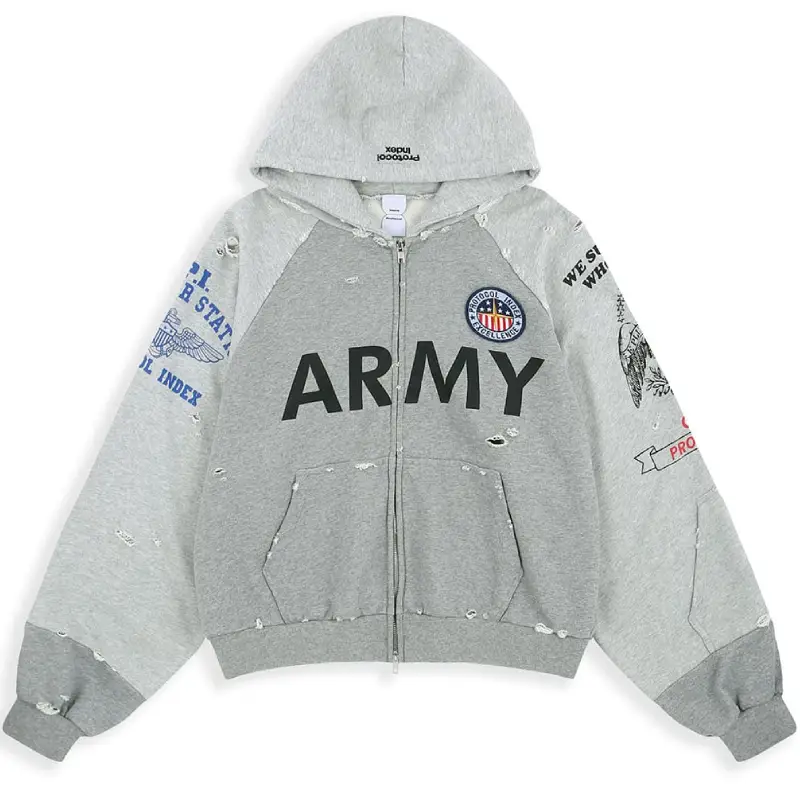 Gray Protocol-Index ARMY Zip-Up Hoodie