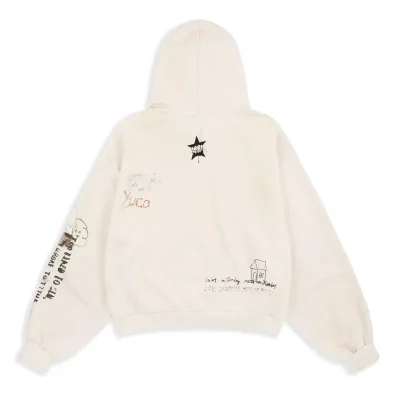 Ivory Protocol-Index Hand Drawing Washed Hoodie Back