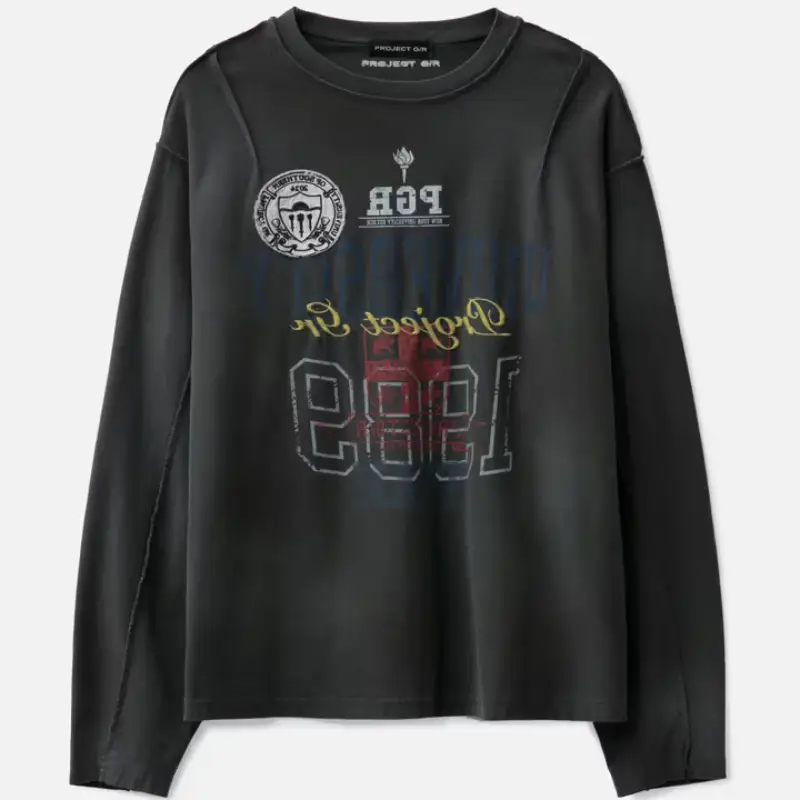 Black PROJECT G/R Inside Out Long Sleeve Tee