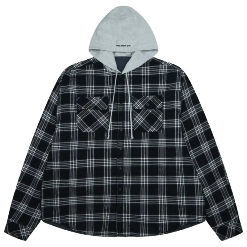 Black Project G/R Reversible Hooded Check Shirt