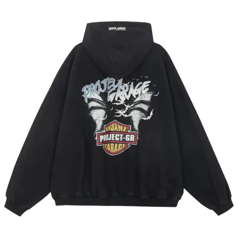 Black Project G/R x Insane Garage Bat Zip Hoodie Back