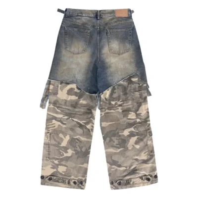 Blue/Camo Project G/R Layered Cargo Denim Pants Back