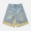 Blue PROJECT G/R Layered Skirt Denim Carpenter Shorts