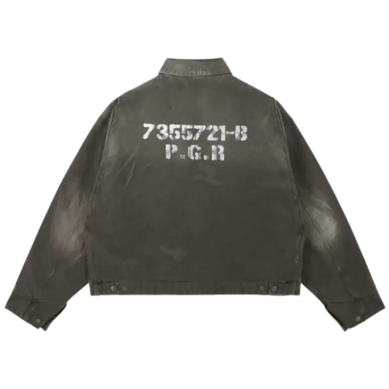 Brown Project G/R Distressed Canvas Work Jacket Back