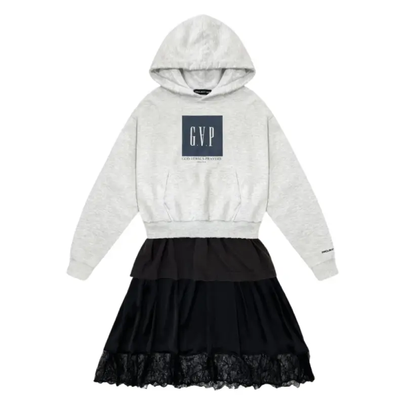 Light Gray Project G/R Layered Dress Hoodie