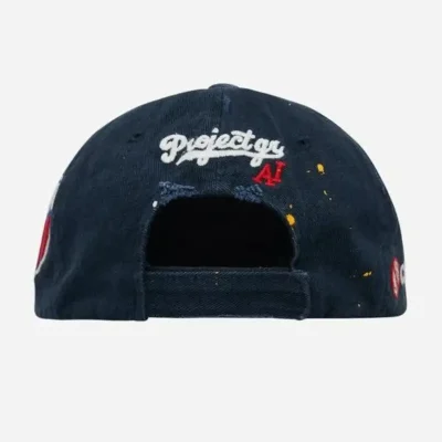 Navy PROJECT G/R Wide Throwback Cap Back