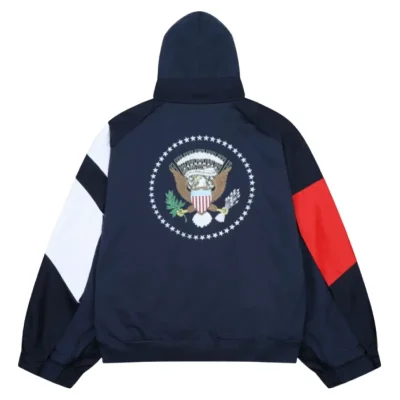Navy Project G/R Hybrid Hooded Track Jacket Back