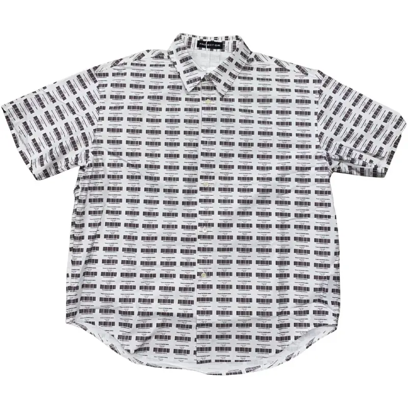 White Project G/R Barcode Oversized Button-Up Shirt